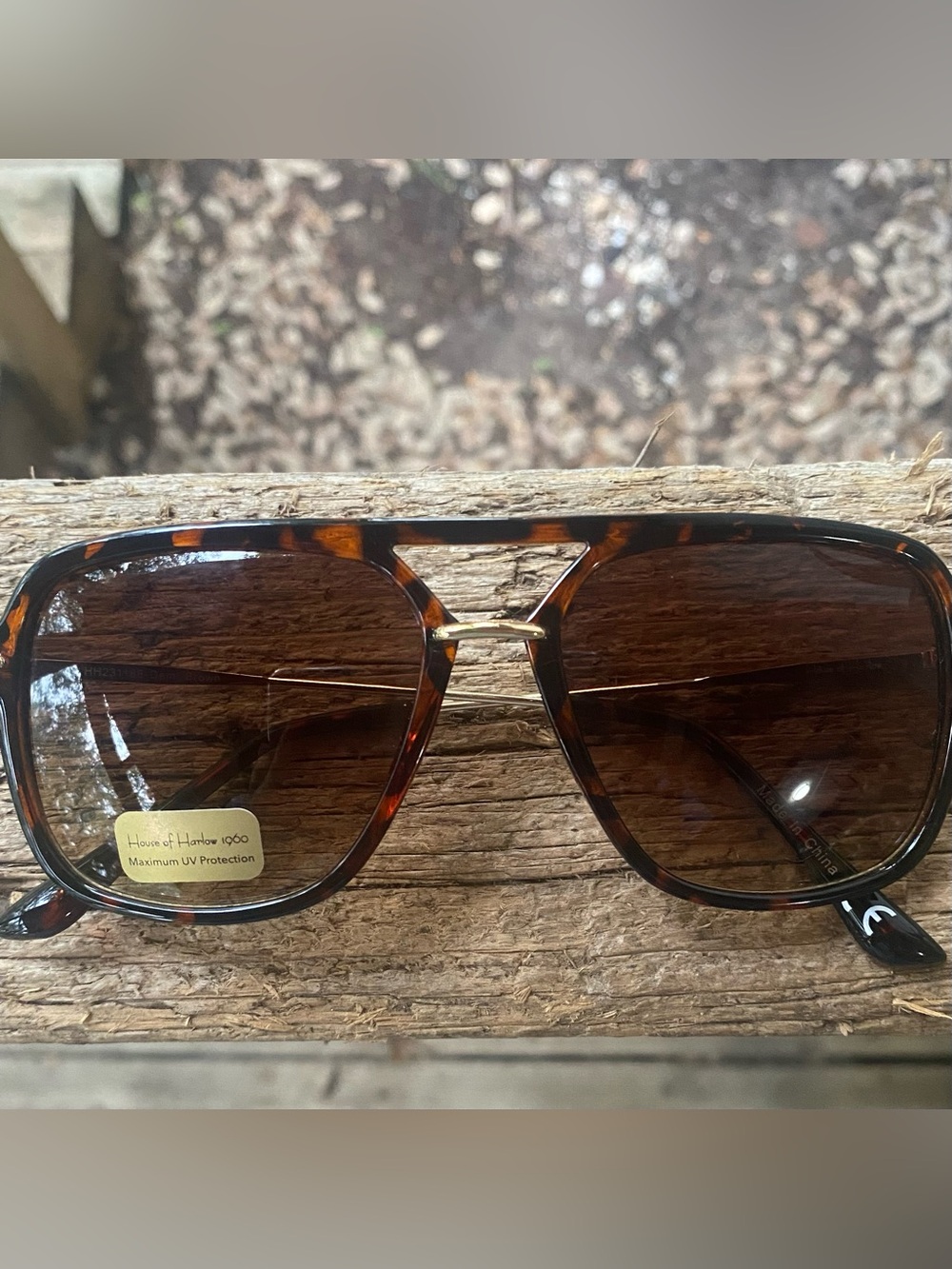 House of Harlow 1960 Tortoiseshell Men's or Women’s Sunglasses - Brown Lenses